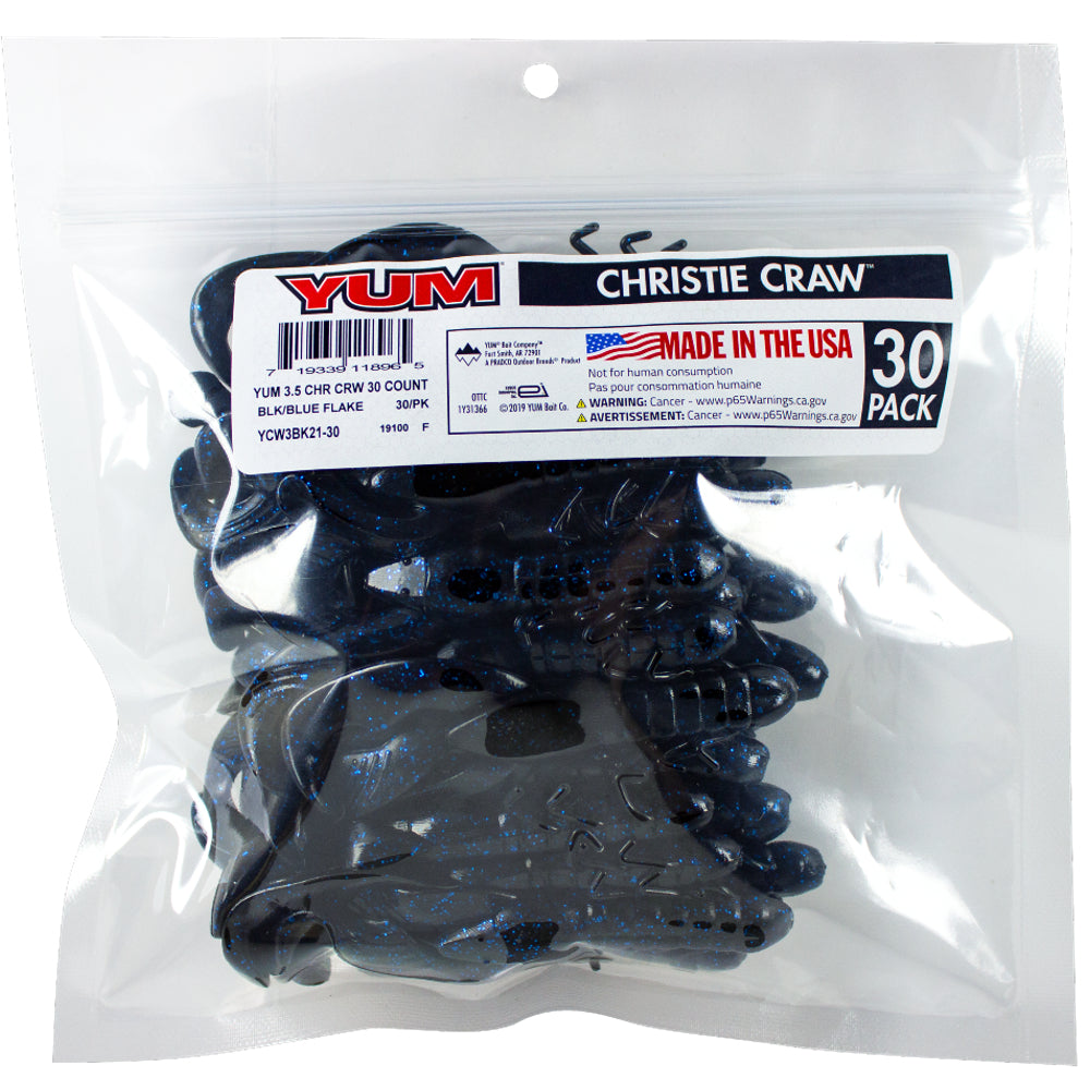 Yum Christie Craw Soft Plastic Bait - Green Pumpkin/Purple 3.5 Inch Bulk Pack