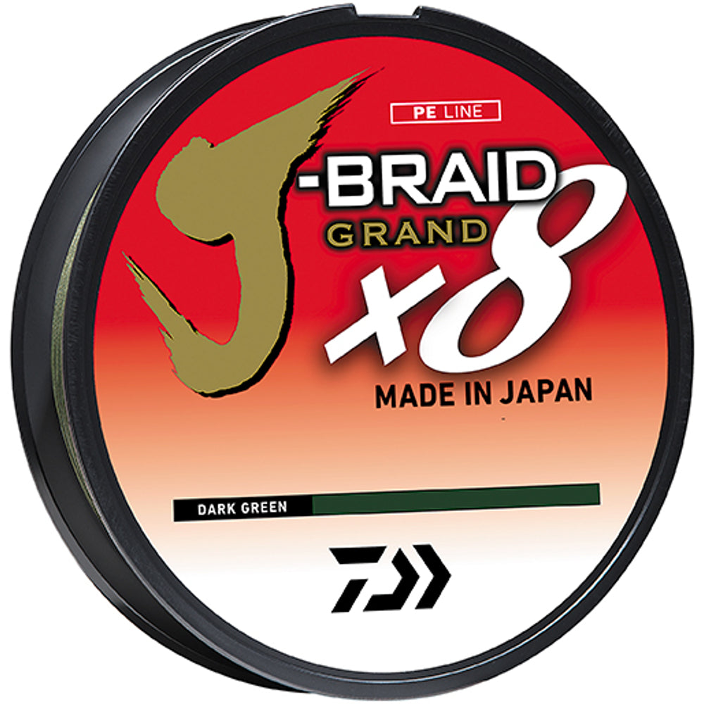 DAIWA Linea Trenzada J-Braid X8 Grand 80 LB/300 YDS Dark Green JBGD8U80-300DG