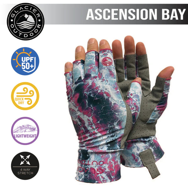 GLACIER OUTDOOR Guantes Ascencion Bay Sun Glove Size Pink Camo 007PK